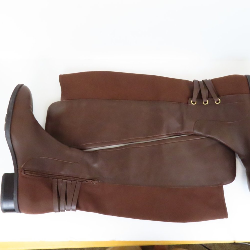 Vince Camuto Pauletta Women's 10 M Wide Calf Brown Leather Tall Shaft Boots